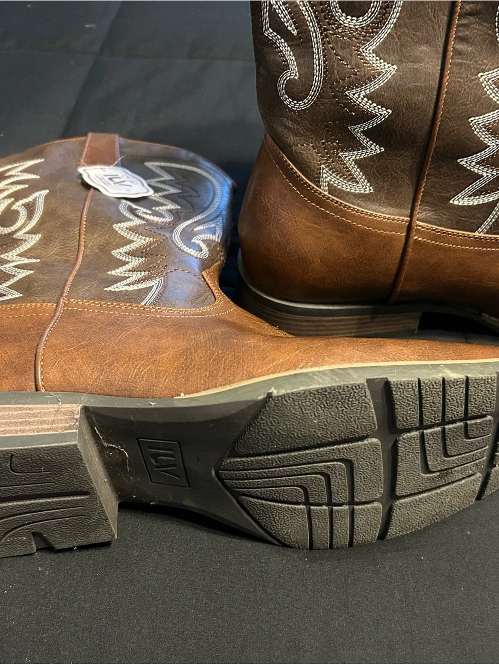 Brown Western Cowboy Boots with White Stitching